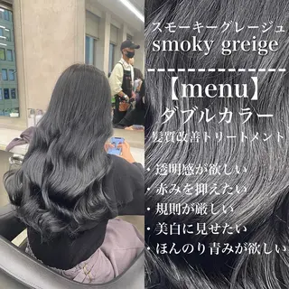 ロング カラー パーマ ヘアアレンジ メンズ キッズ 🦋韓国レイヤー｜ 透明感グレージュ🦋のヘアスタイル