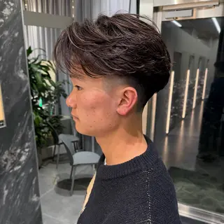ミディアム パーマ メンズ 💈原宿指名No.1 センターパート💈のヘアスタイル