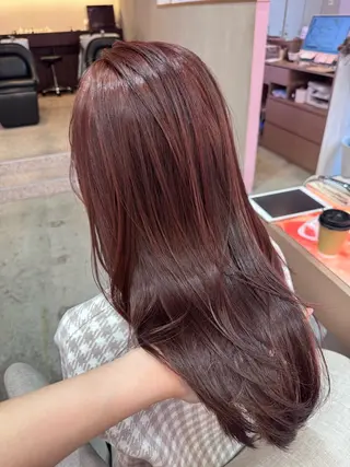 ロング カラー Miu 名古屋カット ミディアム/ピンク髪のヘアスタイル