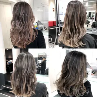 ロング 白髪ぼかしモデル募集 赤岡翔太のヘアスタイル