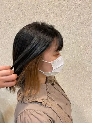 ミディアム カラー 中川 茜里のヘアスタイル