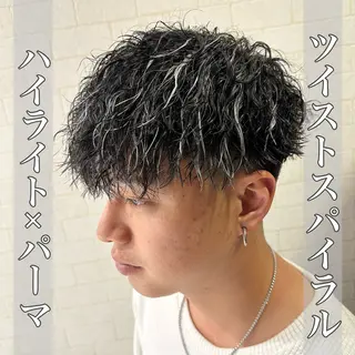 ショート カラー パーマ メンズ 💈メンズ特化 美容師サキ💈のヘアスタイル