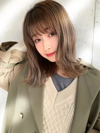 セミロング カラー パーマ ヘアアレンジ メンズ キッズ ♡透け感カラー 大賀哲平♡のヘアスタイル