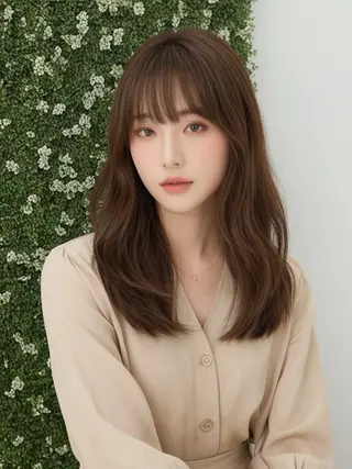 セミロング カラー 🌟小顔レイヤー× 赤み消し透明感カラーのヘアスタイル