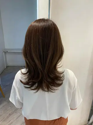 ミディアム カラー 顔まわりカット🌟 くびれヘア/寺門遥輝のヘアスタイル