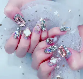 ネイル I-nailロング /ワンホン/キラキラのネイルデザイン