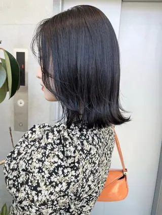 セミロング カラー パーマ ヘアアレンジ 透明感/オリーブ/ グレージュ/YUKAのヘアスタイル