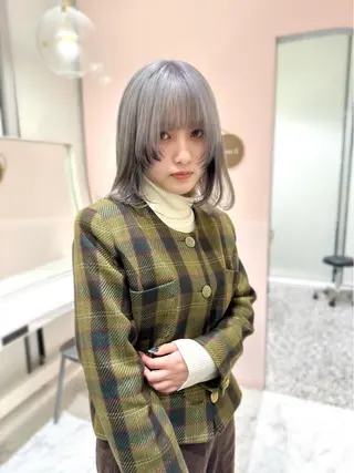 ミディアム レイヤー/ハッシュ 渋谷/サッタのヘアスタイル