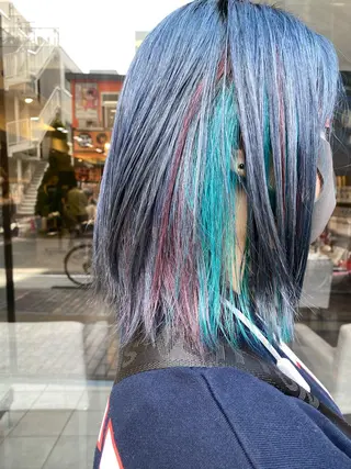 ミディアム カラー パーマ ヘアアレンジ メンズ キッズ ネイル mana 暖色カラーカットのヘアスタイル