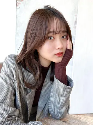 ミディアム カラー 顔周り/くびれヘア 韓国ヘア💕風間るなのヘアスタイル
