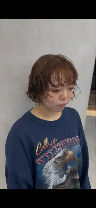 カラー パーマ 韓国風レイヤーカラー ライムのヘアスタイル