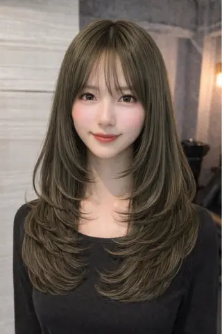 ロング カラー 【あみ】暗髪オリ ーブ特化🌿髪質改善のヘアスタイル