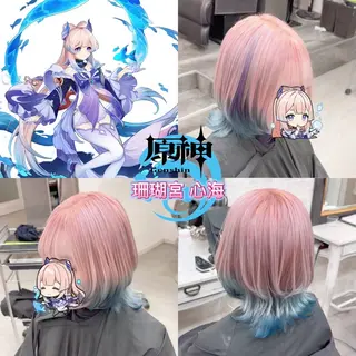 ショート カラー 推しカラー💫 ブリーチ💫若菜覚のヘアスタイル