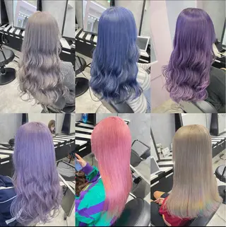 セミロング ブリーチ&エクステ 🥀ケアカラー特化のヘアスタイル