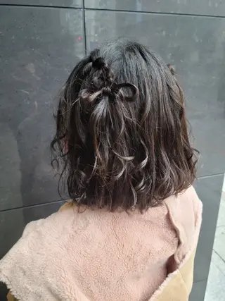 ミディアム ヘアアレンジ 森岡 紗羽のヘアスタイル