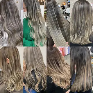 セミロング カラー Lull1人美容室 バレイヤージュのヘアスタイル