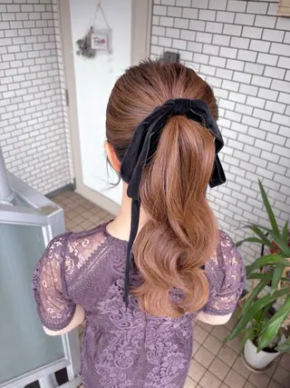 ロング ヘアアレンジ 参列♡デートゆるふわ ヘアメイク🎀みゆうのヘアスタイル