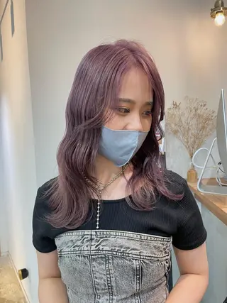 セミロング カラー カラーモデル募集 吉原佳穂💗のヘアスタイル