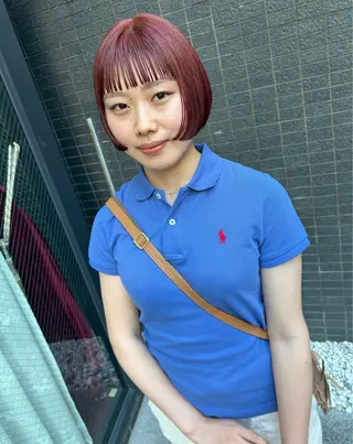 ショート カラー パーマ ヘアアレンジ 髪と音処　マトぺ所属・デザインカラー/ボブ ブリーチカラー/ユリのヘアスタイル
