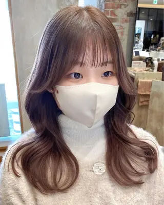 セミロング カラー 顔まわりカット🌟 くびれヘア/寺門遥輝のヘアスタイル