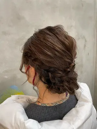 ミディアム ヘアアレンジ 【ピンク/韓国ヘア/ ヘアセット】亜海のヘアスタイル