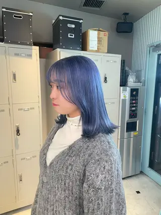 ミディアム ブリーチ✖️ 縮毛LANDのヘアスタイル