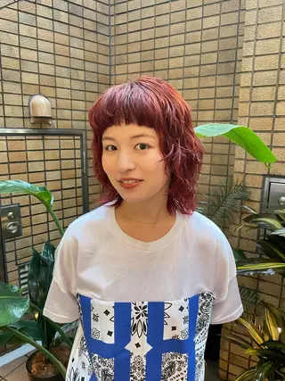 ミディアム カラー パーマ HEIMER ミカド　サトル△のヘアスタイル