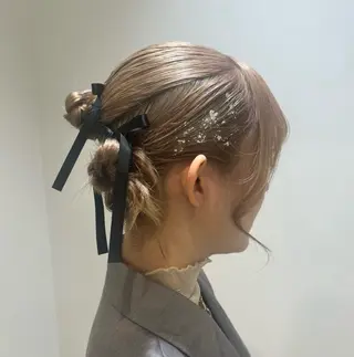 ミディアム ヘアアレンジ ブリーチカラー特化 美容師/𝕐𝕌𝕀のヘアスタイル