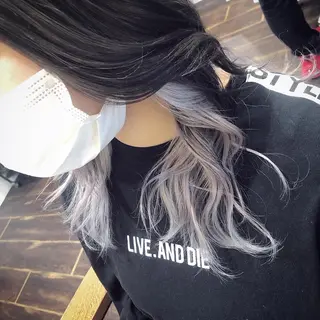 セミロング カラー 皆巳 達郎のヘアスタイル