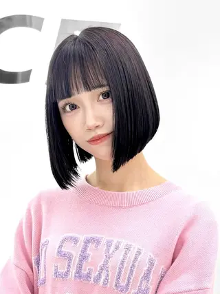 ミディアム カラー ヘアアレンジ 縮毛矯正🤍 盛れるボブ/ひかりのヘアスタイル