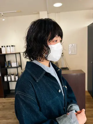 ショート レイヤー/パーマ /縮毛/ 宮本 泰周のヘアスタイル