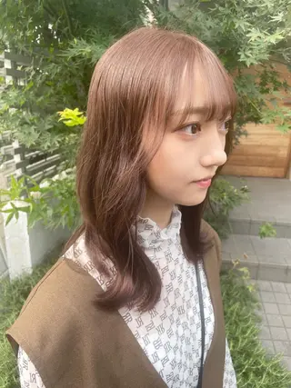 セミロング カラー 顔周りカット 【オノザワリョウ】のヘアスタイル