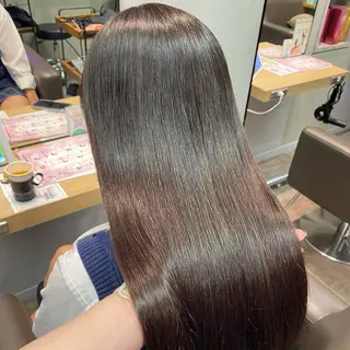 セミロング パーマ 艶暖色カラー🍒 縮毛矯正ほののヘアスタイル