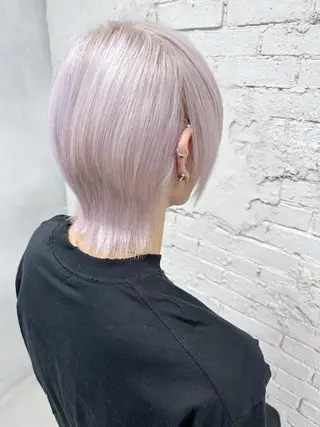 ショート カラー レイヤーブリーチ特化 ホワイト専門/岸のヘアスタイル