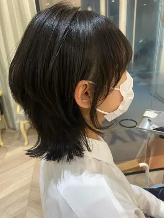 ミディアム 小顔レイヤー/ ベージュ🤍Rieのヘアスタイル