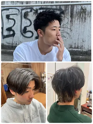 ショート メンズ ルキ🌈ブリーチカラ ー&メンズパーマ🦄のヘアスタイル