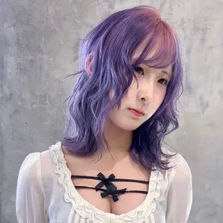 ミディアム カラー デザインカラー 🥨HAZUKiのヘアスタイル