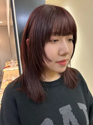 セミロング カラー hub hair レイヤー/透明感のヘアスタイル