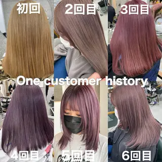 セミロング Lull1人美容室 バレイヤージュのヘアスタイル