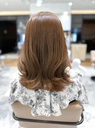 ミディアム カラー 顔周り/くびれヘア 韓国ヘア💕風間るなのヘアスタイル