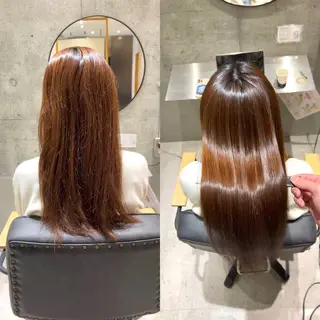 セミロング パーマ どんな髪も綺麗に✨ 髪質改善×縮毛矯正のヘアスタイル