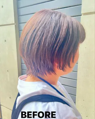 ショート カラー IKU顔周りレイヤー /ボブ/透明感カラーのヘアスタイル