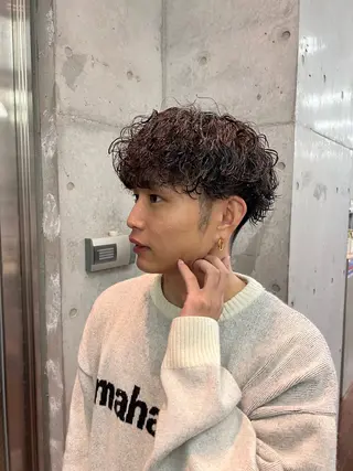 ミディアム パーマ メンズ メンズ特化美容師 /たけしのヘアスタイル