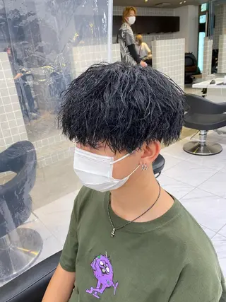 セミロング パーマ ヘアアレンジ メンズ メンズ特化 水口湧太のヘアスタイル