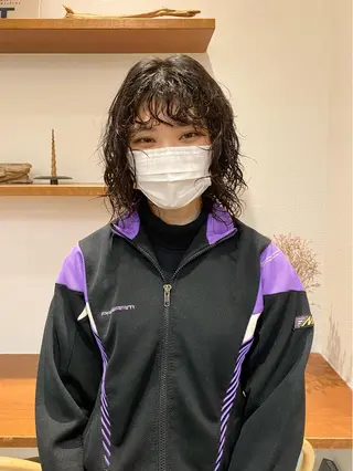 ミディアム パーマ ショート& パーマ　坂本のヘアスタイル