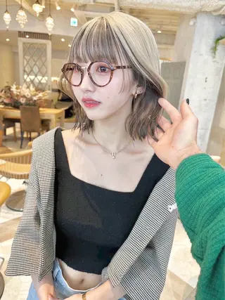 ミディアム ブリーチなし 透明感カラー/艶髪のヘアスタイル