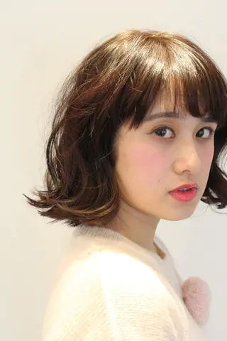 ミディアム カラー パーマ BANDE 水崎 悟のヘアスタイル