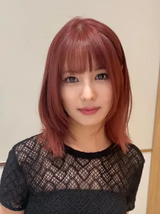 ミディアム カラー パーマ ヘアアレンジ 小野寺瑞希 /最小顔カットのヘアスタイル