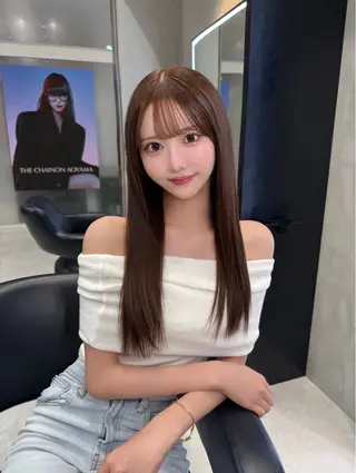 セミロング 韓国✖️網紅🖤 パーマYURIYAのヘアスタイル