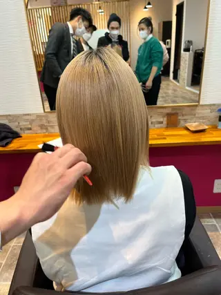 ミディアム ヘアカラー&縮毛矯正 STAR☆RIVERのヘアスタイル